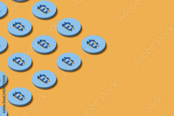 Obraz Bitcoin background with copy space. 3d illustration.