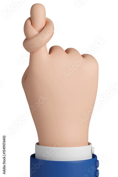 Obraz Cartoon hand with a knotted finger. Reminder concept. 3D illustration.