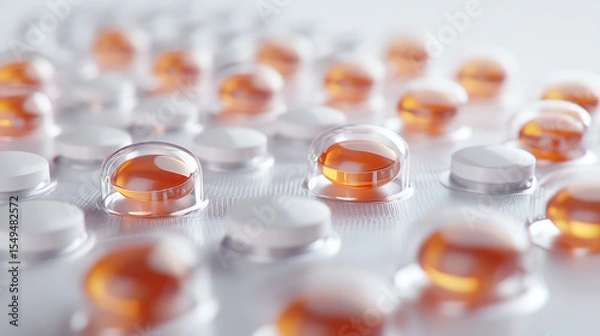 Fototapeta Close-up of Capsules and Tablets on a Blister Pack