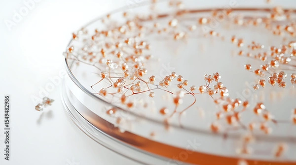Fototapeta Microbial Colonies Growing on Petri Dish Agar Medium