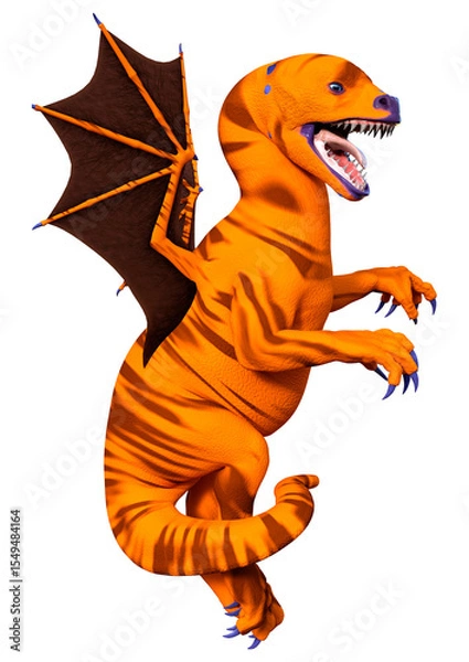 Fototapeta 3D Rendering Fairy Tale Dragon on White