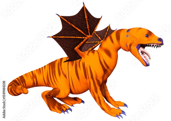 Fototapeta 3D Rendering Fairy Tale Dragon on White