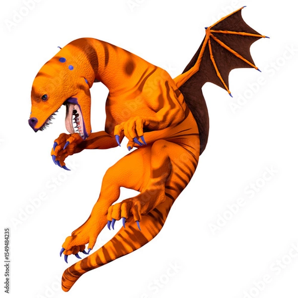 Fototapeta 3D Rendering Fairy Tale Dragon on White