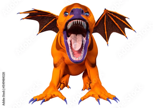 Fototapeta 3D Rendering Fairy Tale Dragon on White