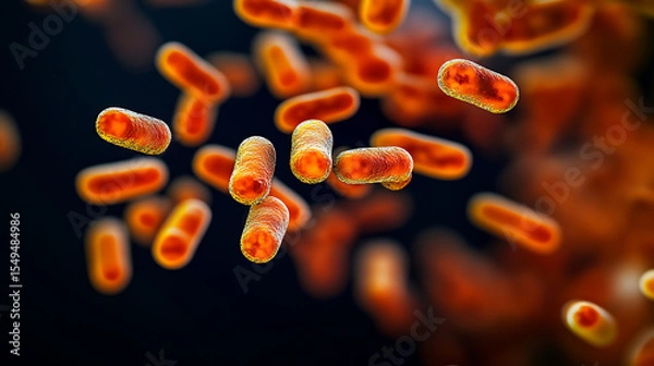 Fototapeta Microscopic View of Bacterial Cells in Suspension
