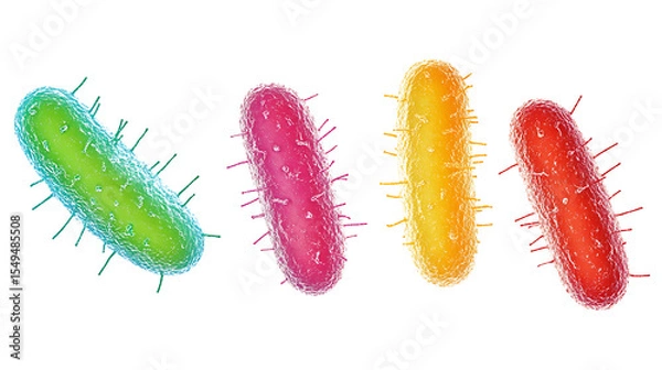 Fototapeta Illustration of Four Colorful Bacteria with Protrusions