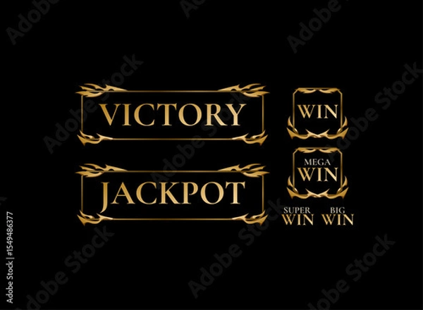 Obraz set of victory, jackpot, big win, super win banner template with ancient golden medieval theme