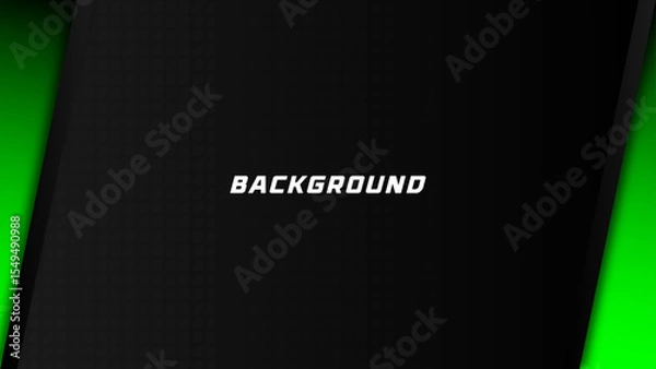 Fototapeta Modern Tech Black Background Template with Green Light Stripes and Matte Dark Texture Design