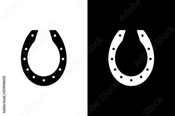 Fototapeta Simple Horseshoe Vector Icon – Black and White Format.