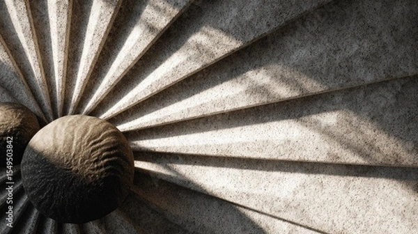 Fototapeta Minimalist Stone Composition with Radial Pattern and Sunlight, Generative Ai