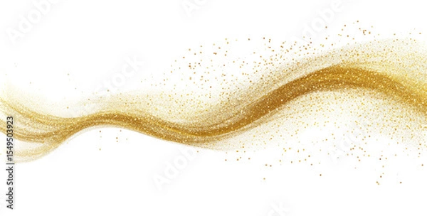 Fototapeta Gold stream of liquid or paint, streaking across black background, dotted with tiny specks