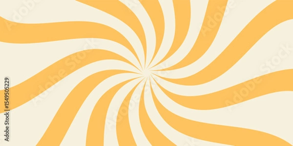 Fototapeta Swirling radial ice cream background. Orange groovy vortex spiral twirl. Twirl sunburst psychedelic pattern. Orange lollipop texture. Swirl candy background. Vector illustration.