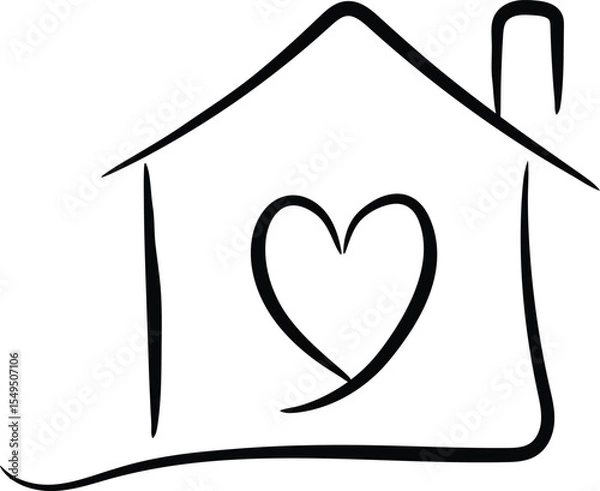 Fototapeta Home Outline with a Heart Inside