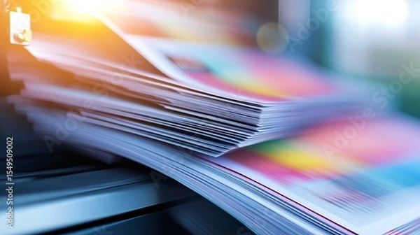 Fototapeta Modern printing presses in action high volume document production