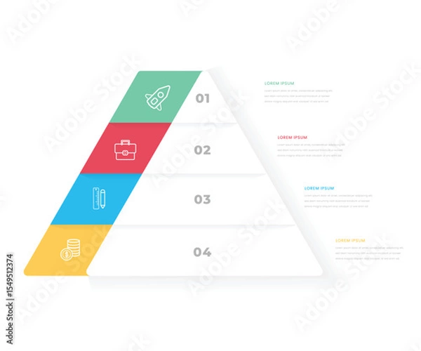 Obraz 4 section step by step pyramid chart infographic