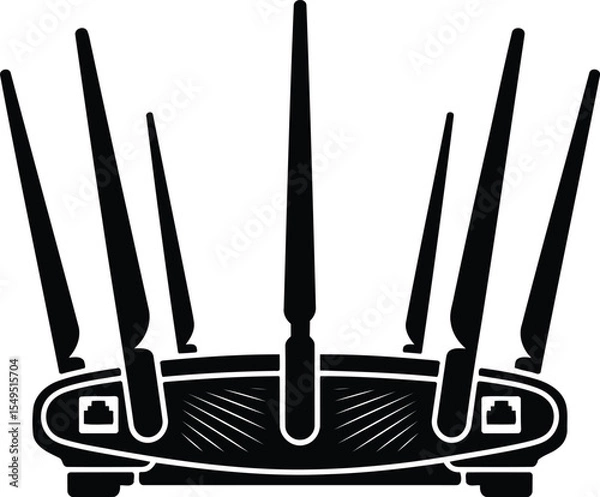 Obraz Silhouette of a Wireless Router with Antennas - Vector Design.