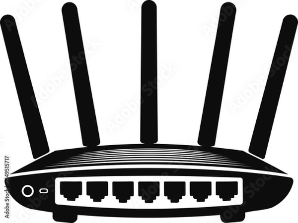 Obraz Silhouette of a High-Speed Router with Multiple Antennas - Vector Design.