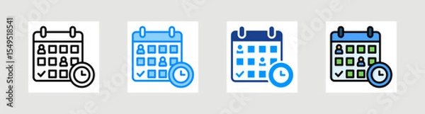 Fototapeta Work Schedule Icon Collection Set Multiple Style