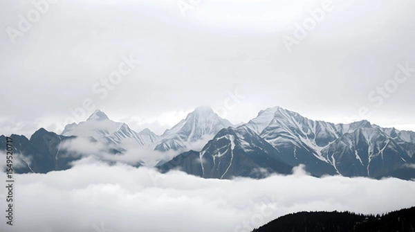 Fototapeta Landscape Photography of Mountains Covered in Snow. Generative Ai
