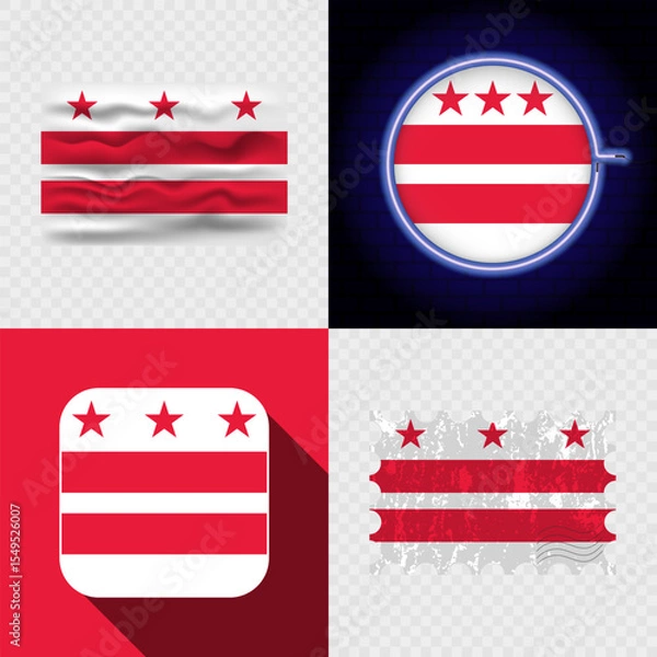 Fototapeta Creative District of Columbia Flag Icon Set Collection.