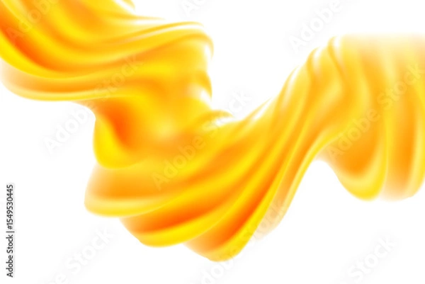 Fototapeta Fluid yellow gold neon glow futuristic flowing wave form, iridescent holographic splashing isolated PNG design element, transparent background. Dream glow abstract geometric shape.