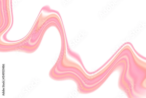 Fototapeta Fluid pink neon glowing futuristic flowing wave form, iridescent striped holographic liquid splash isolated PNG design element, transparent background. Dream glow abstract geometric shape.