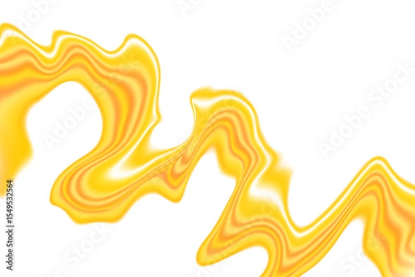 Fototapeta Fluid yellow gold neon glow futuristic flowing wave form, iridescent holographic splashing isolated PNG design element, transparent background. Dream glow abstract geometric shape.