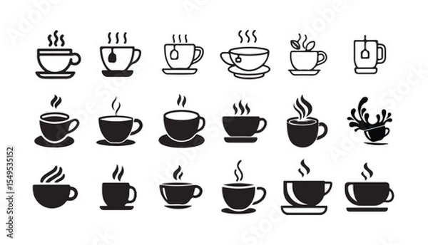 Fototapeta Cofee cup  icon. Silhouette tea cup symbol, espresso sign in vector flat, Tea and coffee cup icon bundle set. cup a coffee icon vector illustration eps 10.