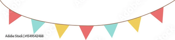 Obraz Colorful Festive Bunting Banner on White Background