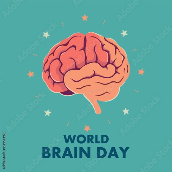 Fototapeta Brain world day, vector art illustration.