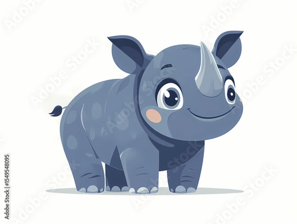 Fototapeta This cute cartoon rhino is smiling and looking friendly.