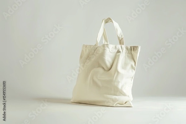 Fototapeta Clear Pixel Visual of Simple Tote Bag Mockup on Clean White Background