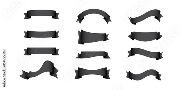 Fototapeta Black Ribbons Set