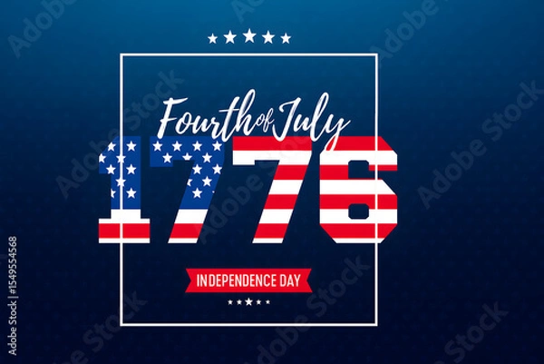 Fototapeta Fourth of july independence day design with 1776 and stars