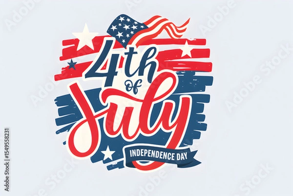 Fototapeta Fourth of july independence day design with american flag elements