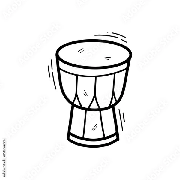 Fototapeta Hand Drawn Djembe Illustration. Doodle Vector. Isolated on White Background - EPS 10 Vector