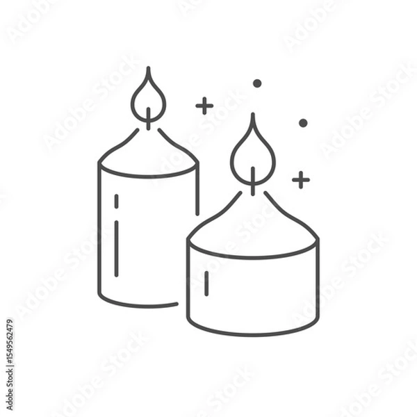 Obraz Two candles line outline icon