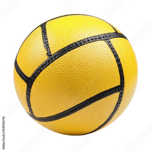 Fototapeta Bright yellow basketball featuring a textured surface for enhanced grip on a transparent background, cutout PNG