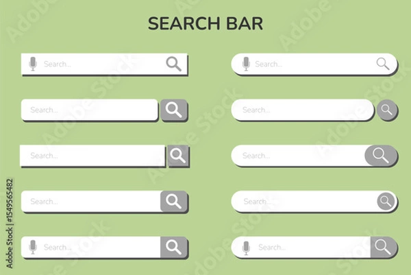 Fototapeta Search bar design collection in flat style on green background