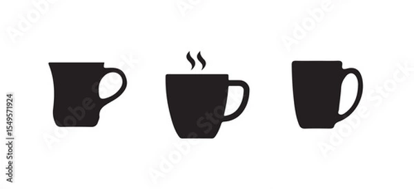 Fototapeta Tea cup icon bundle set, hot tea or coffee cup line art vector illustration on white background