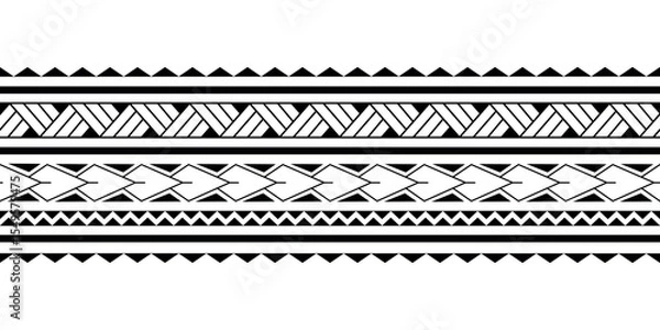 Obraz Maori Polynesian tattoo bracelet. Tribal sleeve seamless pattern vector.