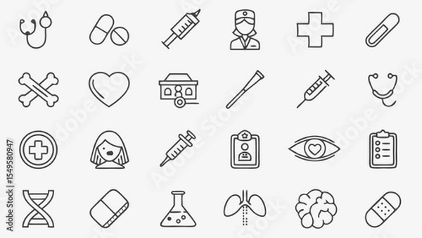 Obraz Medical Icons Generated AI Line Art for Healthcare Designs