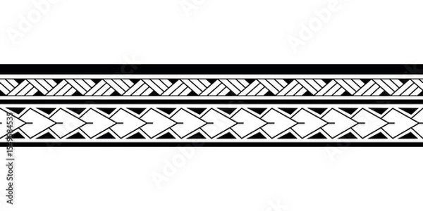 Obraz Maori Polynesian tattoo bracelet. Tribal sleeve seamless pattern vector.