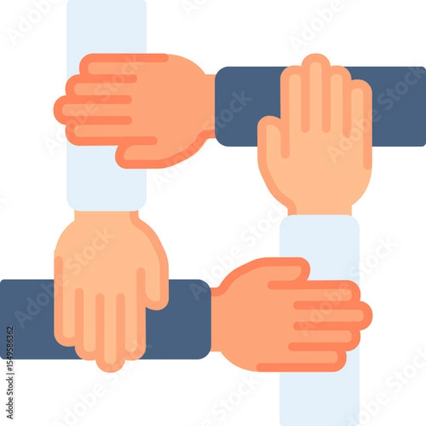 Fototapeta Team work hand gesture vector icon. Hand gesture icon flat style. perfect use for logo, presentation, website, and more. modern icon design color style