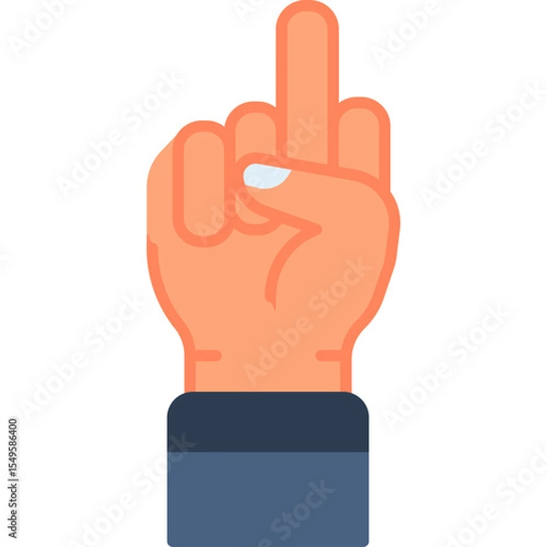 Fototapeta Middle finger hand vector icon. Hand gesture icon flat style. perfect use for logo, presentation, website, and more. modern icon design color style