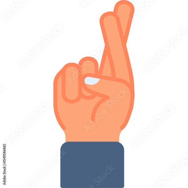 Fototapeta Cross finger hand gesture vector icon. Hand gesture icon flat style. perfect use for logo, presentation, website, and more. modern icon design color style