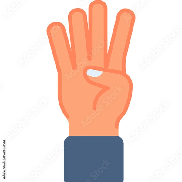 Fototapeta Four finger vector icon. Hand gesture icon flat style. perfect use for logo, presentation, website, and more. modern icon design color style