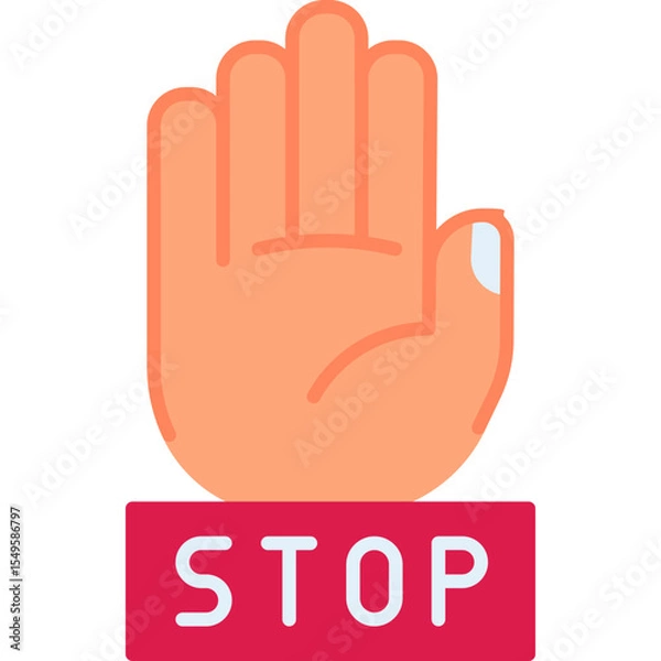 Fototapeta Stop hand gesture vector icon. Hand gesture icon flat style. perfect use for logo, presentation, website, and more. modern icon design color style