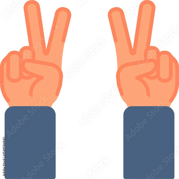 Fototapeta Victory hand gesture vector icon. Hand gesture icon flat style. perfect use for logo, presentation, website, and more. modern icon design color style