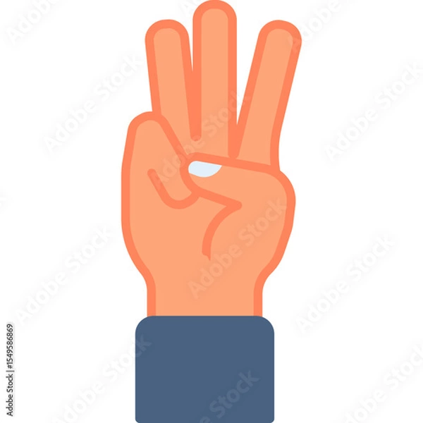 Fototapeta Three finger vector icon. Hand gesture icon flat style. perfect use for logo, presentation, website, and more. modern icon design color style
